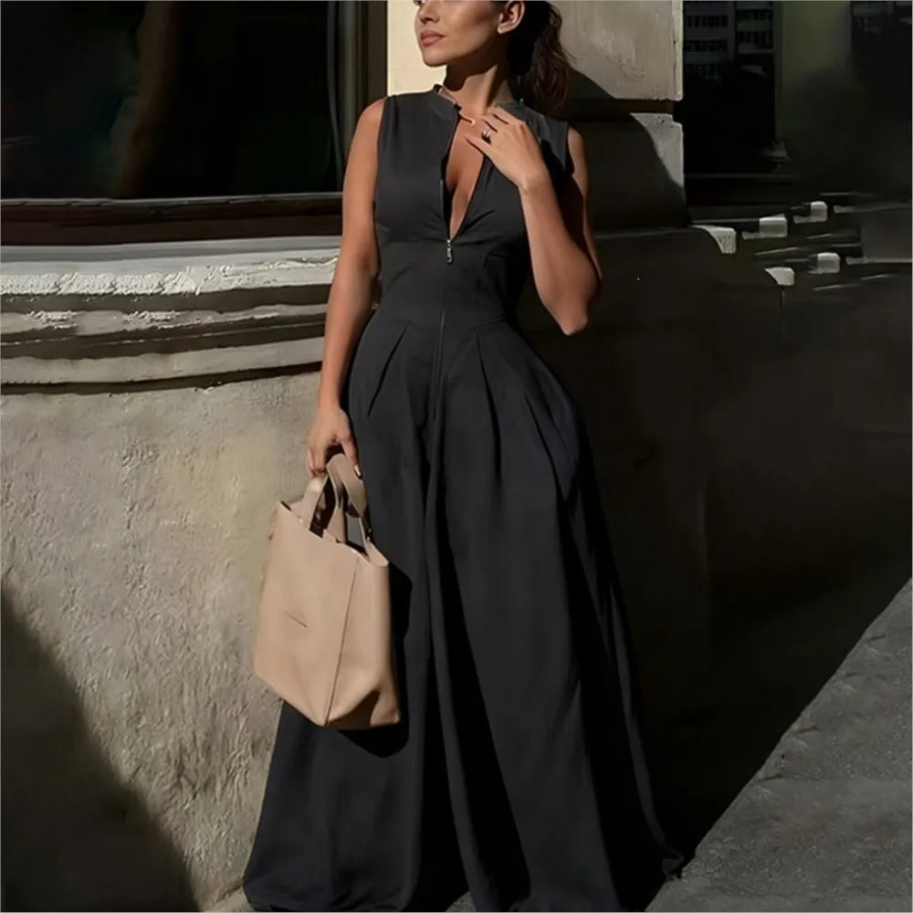 2026 Casual Jumpsuits For Woman Romper Playsuit Women's Clothing Temperament Commuting Simple Style Loose Sleeveless Solid Color