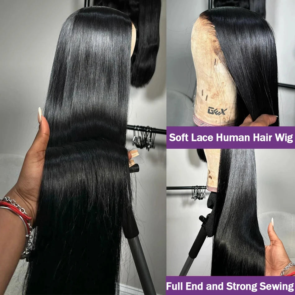 220 Density 13x6 Hd Transparent Human Hair Lace Frontal Wig 13x4 Bone Straight Lace Front Wig 360 PrePlucked Lace Wigs For Women