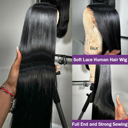 220 Density 13x6 Hd Transparent Human Hair Lace Frontal Wig 13x4 Bone Straight Lace Front Wig 360 PrePlucked Lace Wigs For Women