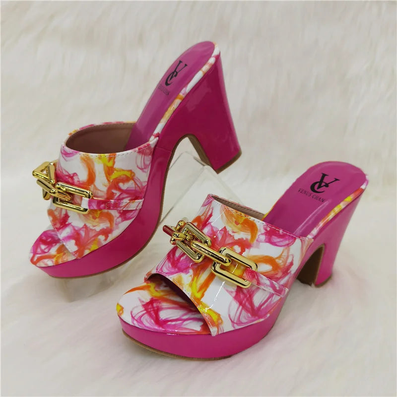 2023 Fashion Women Summer Autumn Skid-proof Square Toe Shoes  Heels Italian Woman Wedding for Party Shoes