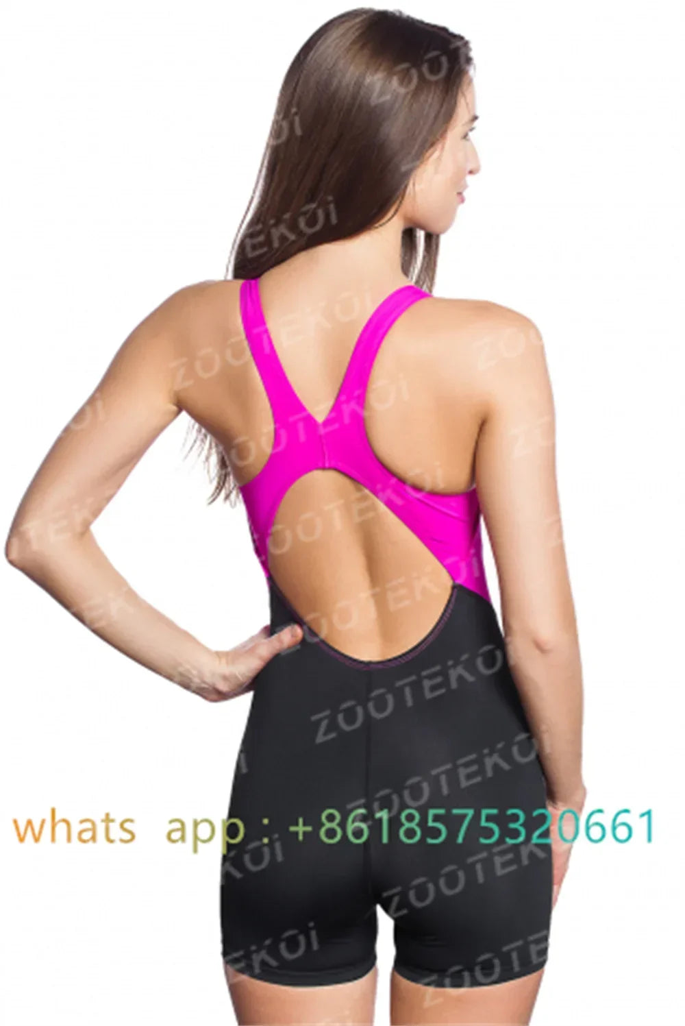 Women Open Back Kneeskin Tech Suit Swimsuit Competition Training Neck to Knee Swimsuit One-piece Jumpsuit Professional Swimsuit