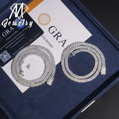 5mm Hip Hop Jewelry Bussdown Cuban Chain Link Necklace 925 Silver Iced Out Vvs Moissanite Diamond Pass Diamond Tester