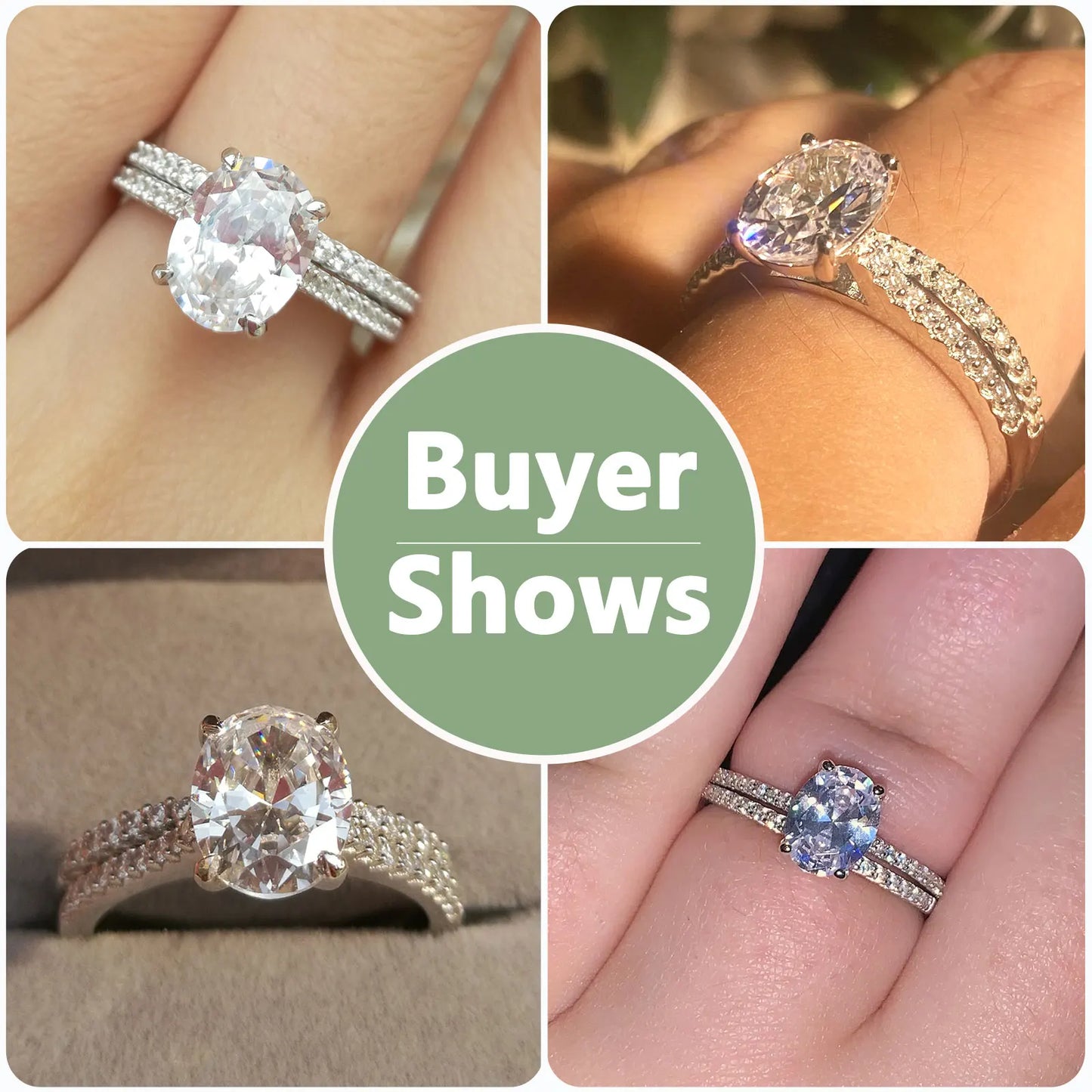 Newshe 2 Pieces 925 Sterling Silver Engagement Rings Set 1.9Ct Oval Shape AAAAA Zircon Jewelry Eternity Wedding Band BR0943