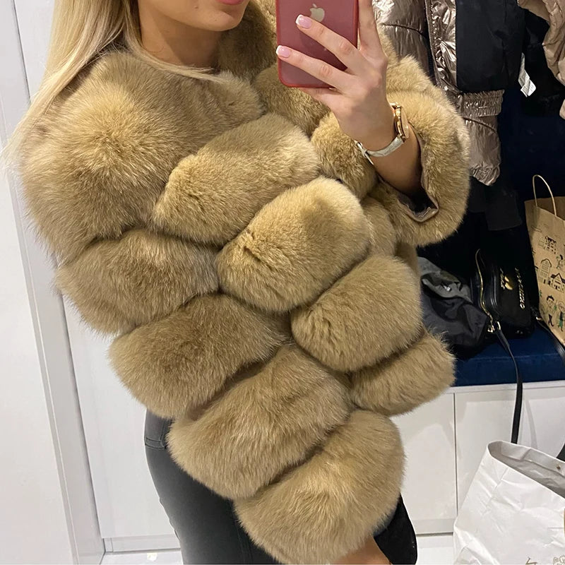 Women's Fur Coat Fox Fur Jackets for Women Clothing Natural Real Fox Fur Jacket Coats for Women Fur Jacket in Promotion