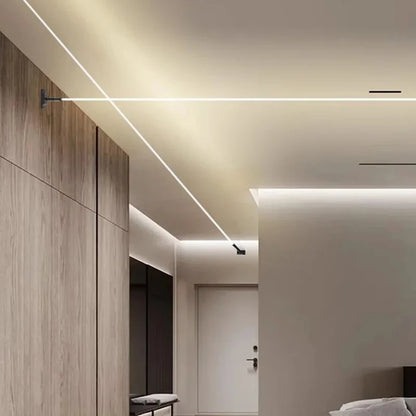 LED black and white skyline steel strip luminous linear no main light decoration, modern creative exhibition hall wall light
