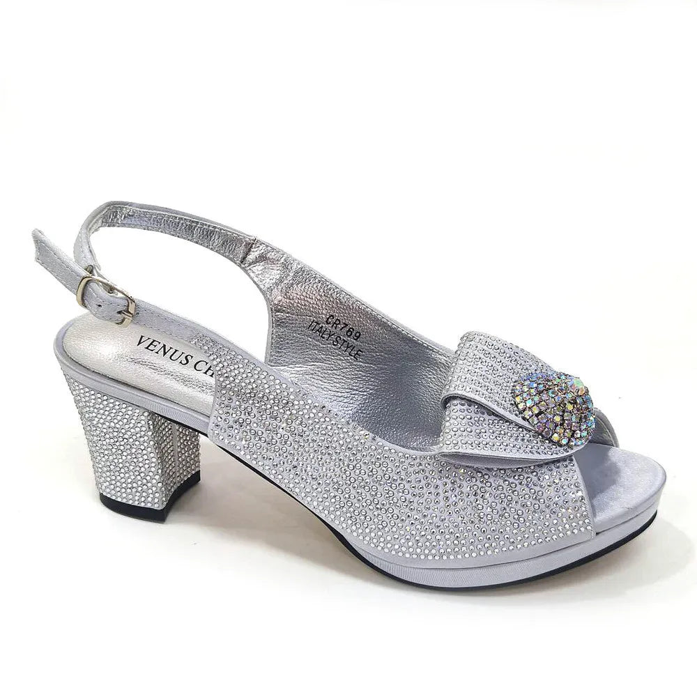 Mature Sweet Spot Good Arrival Peach Color Square Heels Peep Toe Shoes Matching Bag Set For Nigerian Women Wedding Party Pump