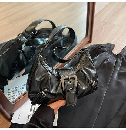 Y2K Retro Pleated Hobo Shoulder Bag for Women Hot Selling Maillard Style Underarm Bag Clutch Handbags for Travel Work Shopping