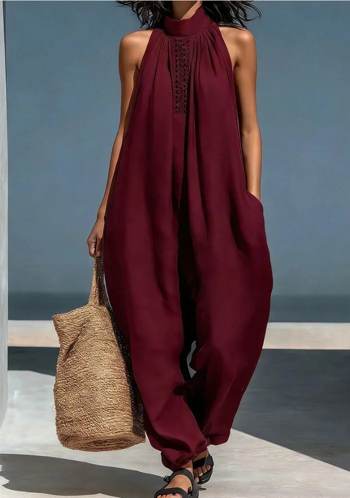 Women's 2026 Summer New Sleeveless Jumpsuit Casual Loose Wide Leg Pants Vacation Style Pockets Casual Jumpsuits Women Clothing