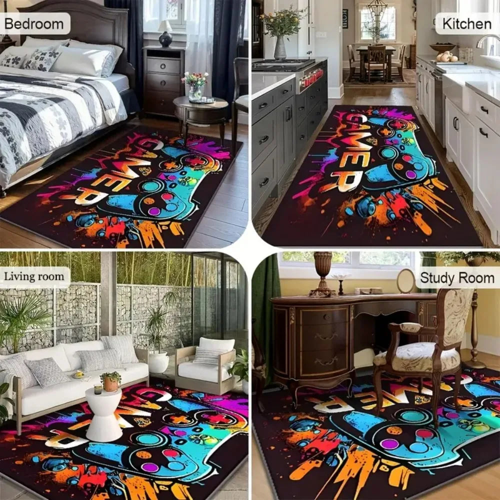 Black Series Carpets Live Room Floor Mat Home Decor Kids Room Play Carpet Table Chair Mat Easy To Clean Simple Pattern Rugs Gift