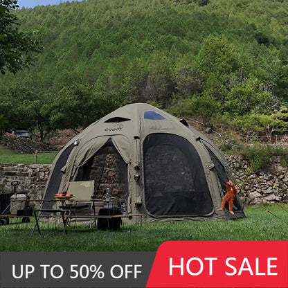 Coody Dome Army Green Inflatable Air Tent Classic Geodesic Dome Canopy Large Luxury Glamping Tent For Family Outdoor Camping
