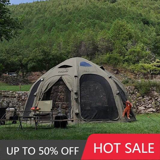Coody Dome Army Green Inflatable Air Tent Classic Geodesic Dome Canopy Large Luxury Glamping Tent For Family Outdoor Camping