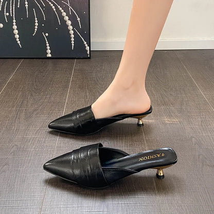 High Heels Pointed Toe Women's Slippers Summer Sandals Woman Shoes 2026 Luxury Brand Mules Shoes Walking Slides Mujer Zapatos