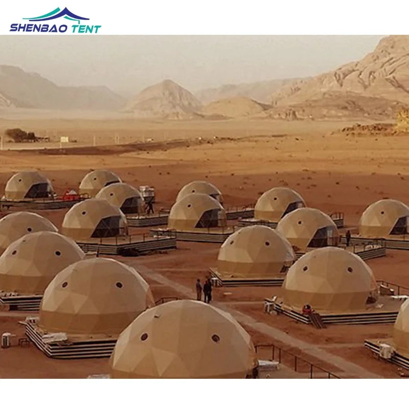 Luxury Heated Eco Hotel Decoration Prefab Transparent Geodesic Waterproof Round Dome Tent House Desert Tent Glampingg for Sale