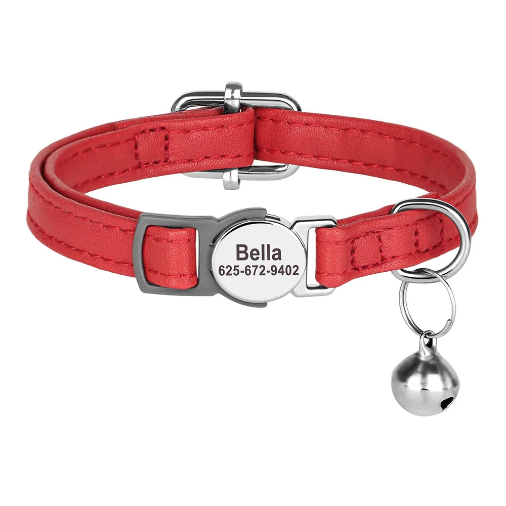 Cat Collar Free Personalized Kitten Collars Engraved Pet Puppy Name Necklace Collars Anti-lost for Cats Small Dogs Adjustable