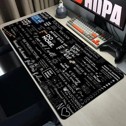 XXL 900*400 Black Motivational Quotes Mouse Pad,Non Slip Lock Edge Rubber Base Mousepad for Gaming Office Keyboard Desktop Use