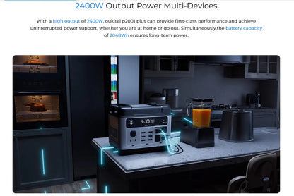 OUKITEL P2001 PLUS Portable Power Station 2400W Solar Generator 2048Wh Lifepo4 Battery Home Backup Outdoor Camping Mobile power
