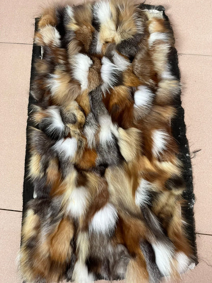 Natural fox fur plates real fur blanket parka lining DIY material