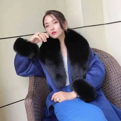 Winter Real Fox Fur Collar Cuffs Set Neck Warmer Fur Scarves Shawls Natural Fox Fur Collar Scarf Women Men Coat Warm Accessories