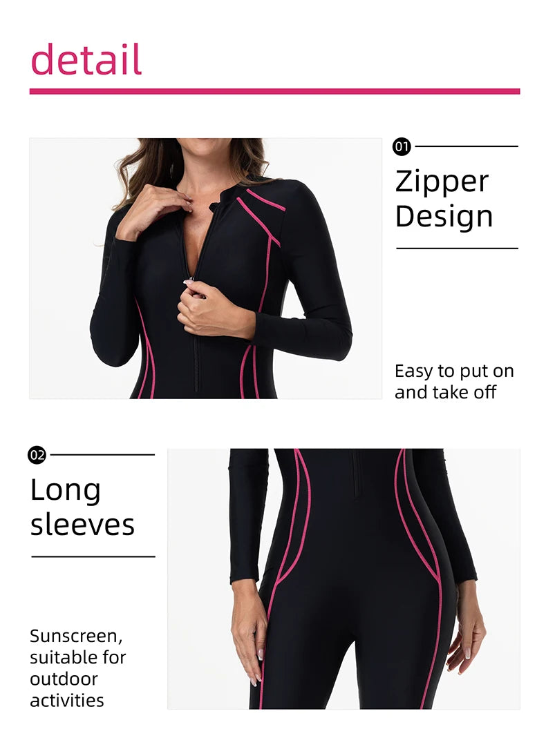 Women's Swimsuit With Sleeve One Piece Bathing Suit Female Beachwear Sport Style Swimming Costume Woman Swimwear Surfing Suit
