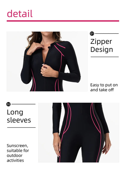 Women's Swimsuit With Sleeve One Piece Bathing Suit Female Beachwear Sport Style Swimming Costume Woman Swimwear Surfing Suit