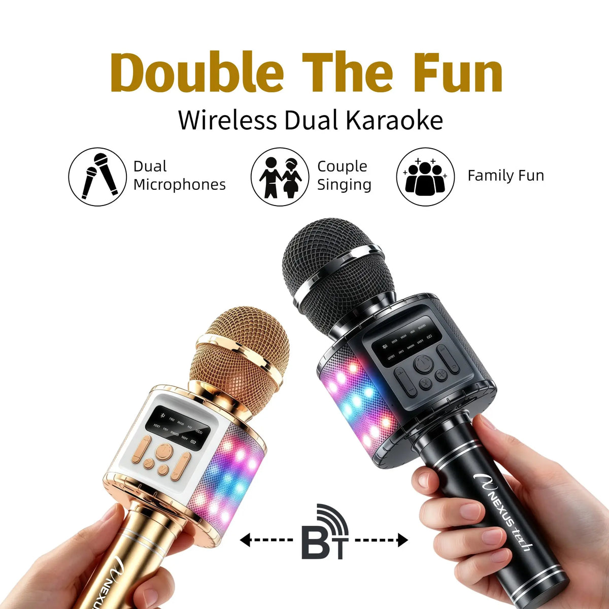Wireless Karaoke Microphone Speaker with Voice Changer, 5 Funny Effects, RGB Light, 4 Sound Modes, Bluetooth AUX TF, Family Party KTV Singing
