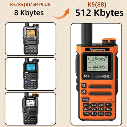 Quansheng UV K5 8 Walkie Talkie K6 Pro 512KB Memory Long Range Portable FM Ham Wireless Set Walkier Camping Communication Radio