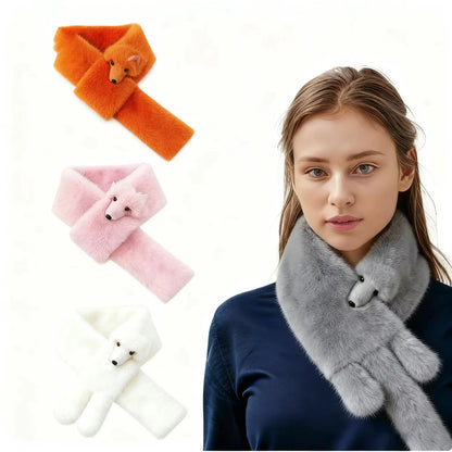 Winter Kawaii Fox Shape Plush Scarf Cute Fun Imitation Sable Soft Windproof Scarf Unisex Warm Fashion Versatile Fur Accessories