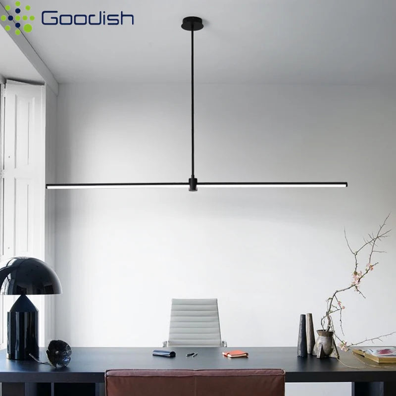 Modern Simplicity Long Linear LED Pendant Lights Strip Hanging Indoor Lamps for Office Table Kitchen  Home Decoration Chandelier