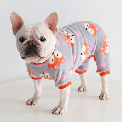 Multi Colors Winter Thick Furry Dog Clothing 4 Legged Fat Dog French Bull Sweatshirts Full Cover Pet Puppy Jumpsuit