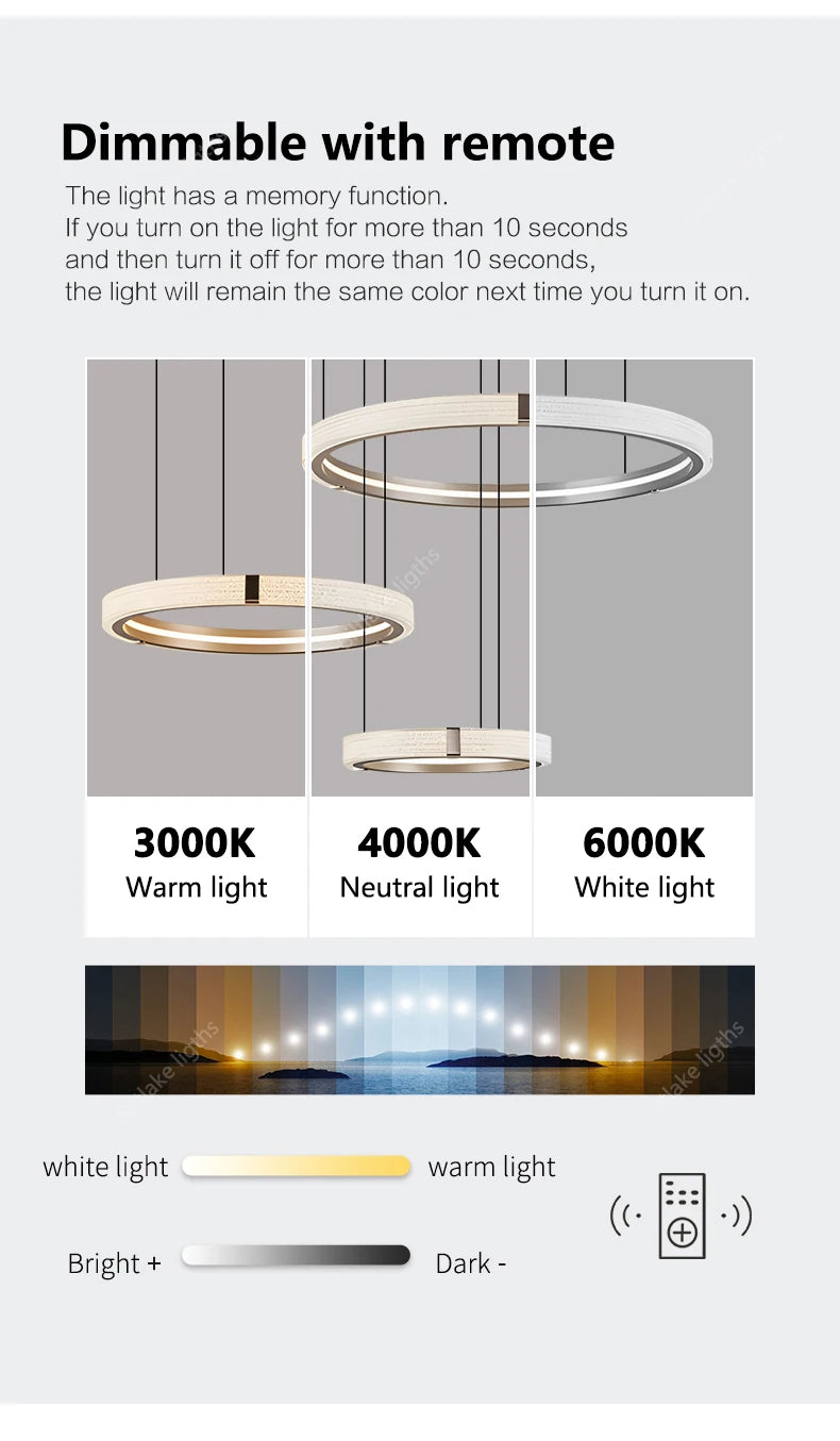 Modern design creative round simple chandelier ring Lights suitable for living room bedroom restaurant home round Pendant Lights
