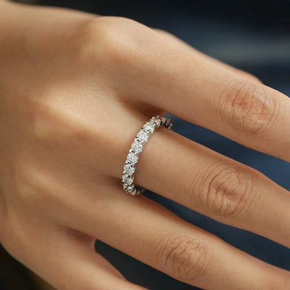 FEOBUR 5mm D Color Moissanite Ring with Certificate Women S925 Sterling Silver Full Diamond Eternity Band Wedding Jewelry Gift