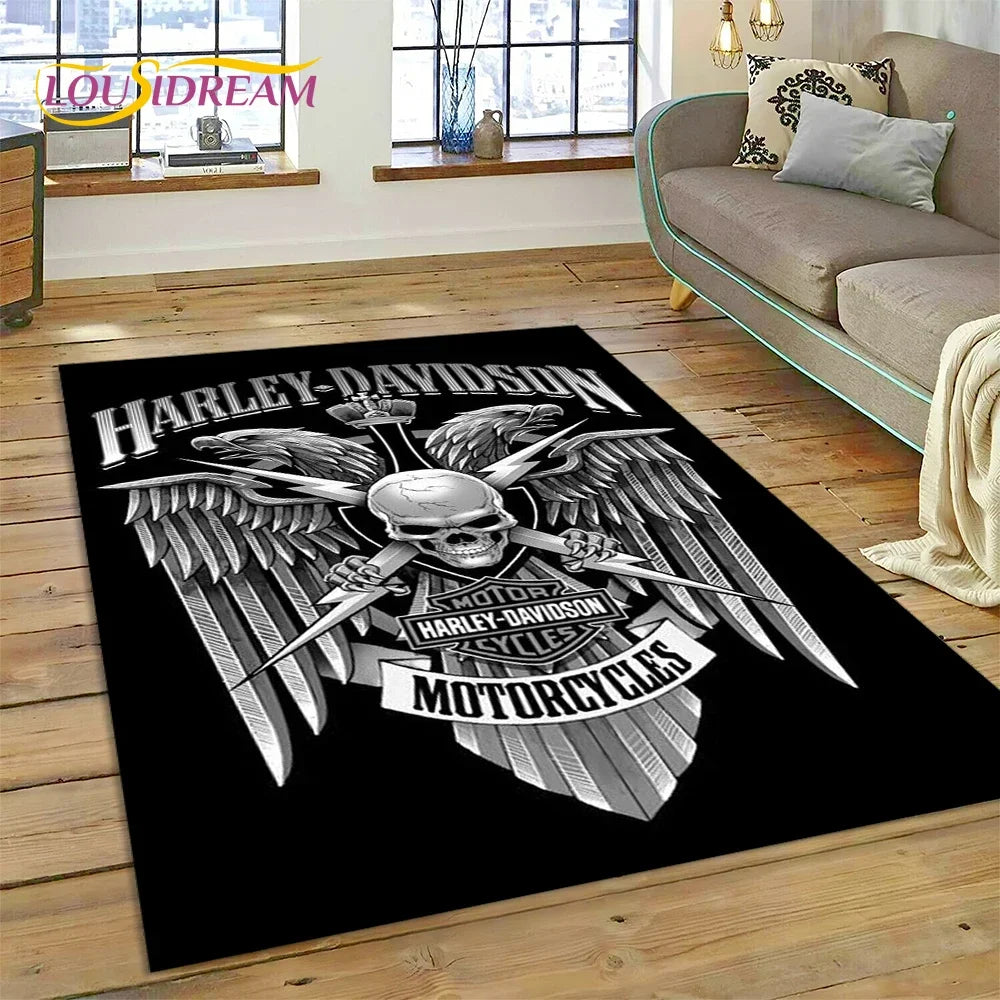 27 Style Harley-y Motorcycle Logo Rug Carpet for Living Room Bedroom Home Decor,floor Mat Non-slip for Sofa Doormat Gift kids