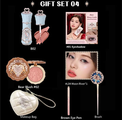 Flower Know Makeup Set Little Angel Collection Make Up Gift Box Eye Shadow Blush Matte Lipstick Highlighter Full Kit All In One
