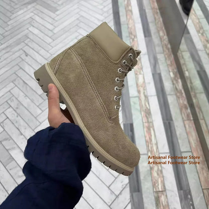 High-Top Big Toe Motorcycle Boots Men's Boots Lace-Up Trendy Outdoor Hiking Boots Designer Handmade Height Increased Men Boots