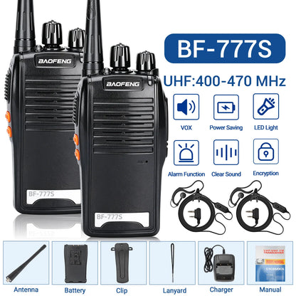 Baofeng BF-777S 5W UHF 400-470MHz Walkie Talkie 16CH 1500mAh Lithium Battery Long Range Two Way Radio for Construction Hotel