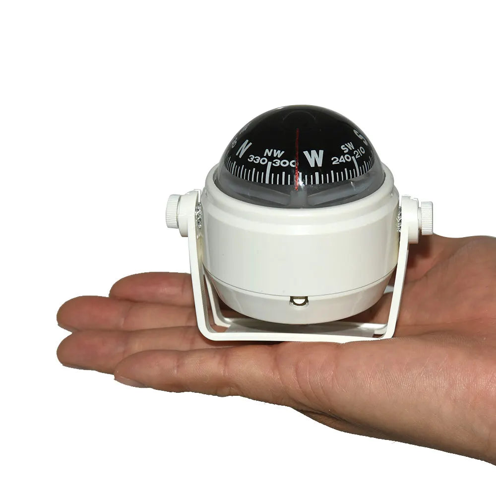 Ball Shaped Boat Compass Vehicle Navigation Car Compass with Dial Sea Pivoting Marine Boat Compass Black/White for Outdoor