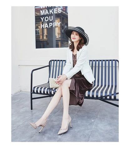 Luxury Brand Women's Shoes Woman Sandals Summer Rivets High Heels Side Empty Female Leather Fashion Prom Ladies Shoes Women 2026