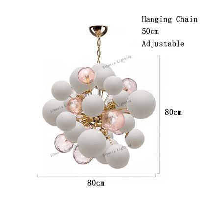 Dreamy Pink Glass Bubble Pendant Lights LED Home Decor Ceiling Lamp Indoor Hanging Lighting Fixture for Living Room