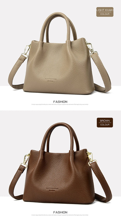 Women Soft Leather Top-Handle Bags Luxury Designer Handbag Solid Color Ladies Shoulder Crossbody Bag And Purse Commuting Sac