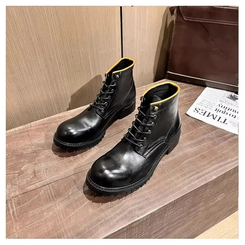 Genuine Leather Men Boots Plus Size Style Boots Soft Leather Ankle Shoes
