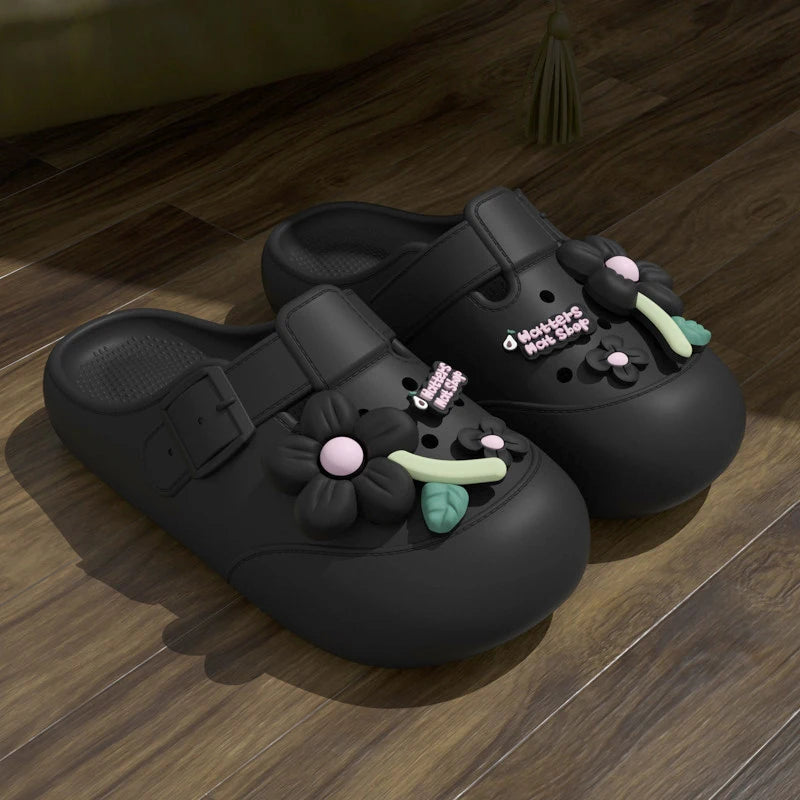 Clogs Fashion Women's Sandals Summer 2025 Mules Flower Luxury Designer Slippers Home Platform Woman Shoes Indoor Outdoor Slides