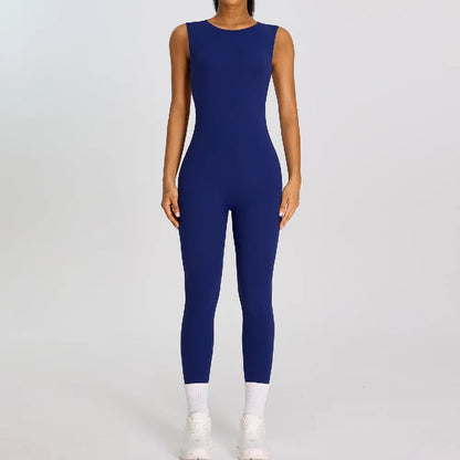 Summer Women Sleeveless Back Hollow Jumpsuit Fitness Sport Bodysuit Yoga Clothing Female Breathable Gym Overalls Workout Clothes