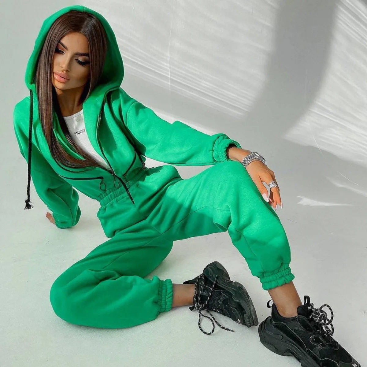 Female Hoodies Jumpsuits One Piece Outfit Warm Fleece Sport Long Sleeve Jumpsuit Women Sportswear Playsuit Zipper Overalls 2024