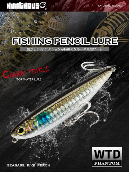 Hunthouse Top Water Pencil Fishing Lure Walk The Dog 60mm 6.4g Artificial Baits Stickbait Fishing Tackle For Pike Bass LW536