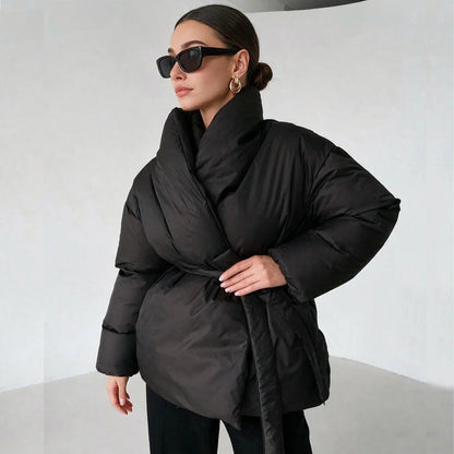 2026 Women Winter Jackets Coat with Belt Fashion Slim Warm Thicken Stand Collar Parkas Coat Female Outwear Top Parkas Jacket