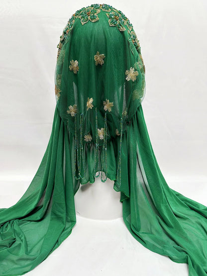 Hot Selling Luxury Design Handmade Beads Muslim Women Shawl Islamic Headtie Saudi Arabia Hijab Prayer Headwear for Women