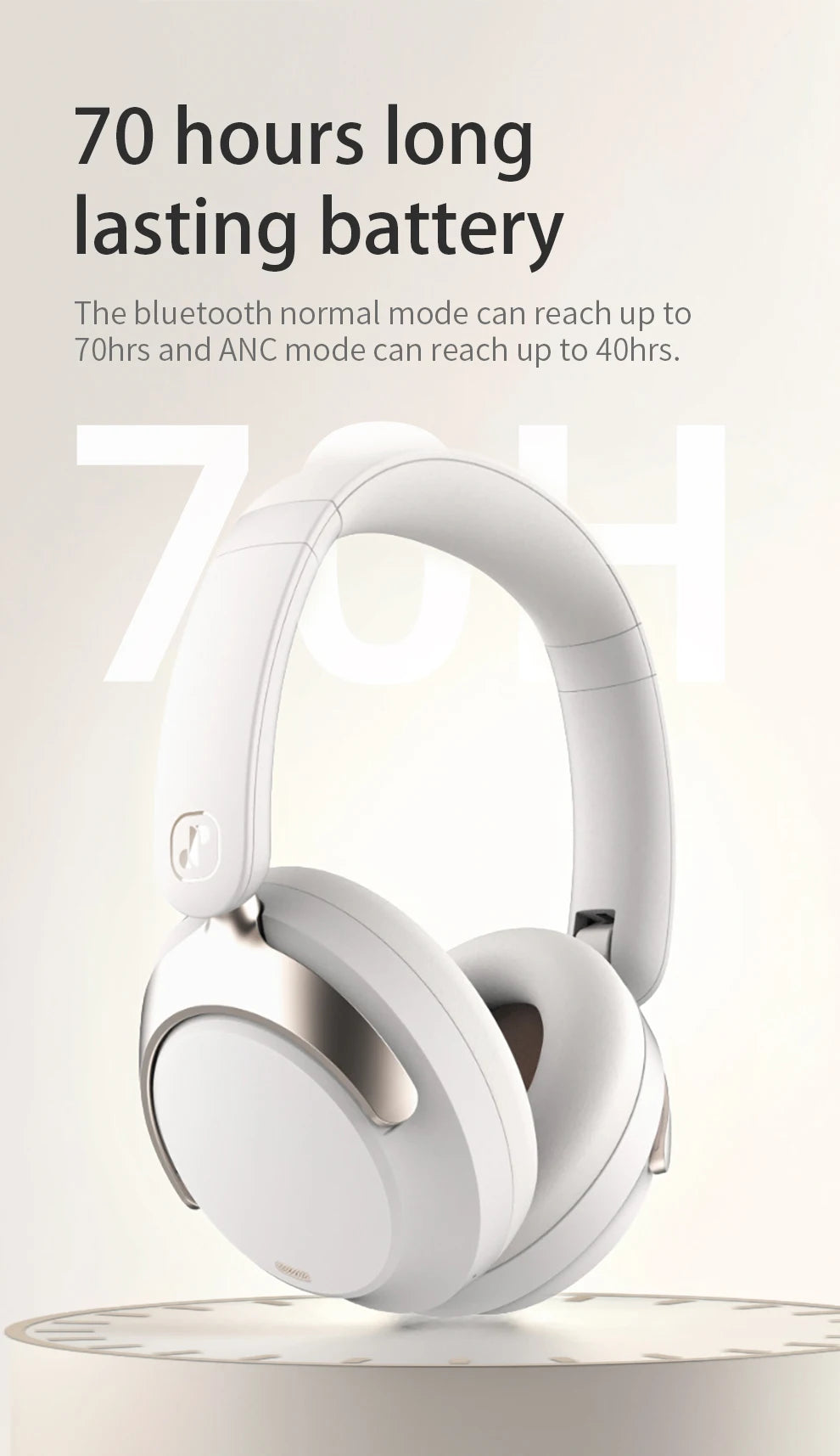 Hybrid ANC Over-Ear Bluetooth Headphones, Spatial Audio 3D Surround Sound Low Latency Gaming Headset with 70H Playback, Mics Noise Canceling Wireless Headphones with Touch Control & Hearing Protection
