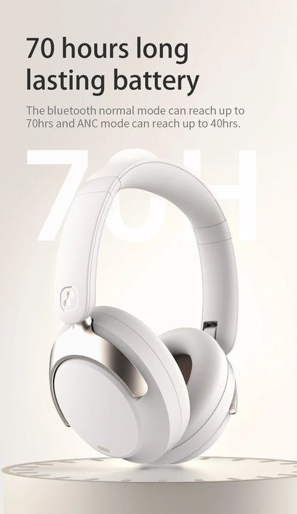 Hybrid ANC Over-Ear Bluetooth Headphones, Spatial Audio 3D Surround Sound Low Latency Gaming Headset with 70H Playback, Mics Noise Canceling Wireless Headphones with Touch Control & Hearing Protection