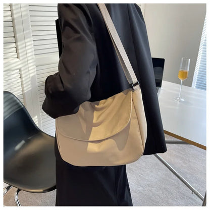 Solid Color Women Crossbody Bag Simple Ladies Shoulder Bag Waterproof Nylon Women'S Handbags Fashion Messenger Bag Women сумка