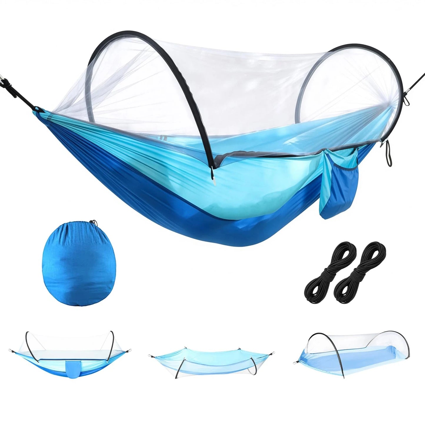 Fully Automatic Quick-Open Mosquito Net Hammock, Outdoor Single-Double Nylon Cloth Camping Support Rod, Mosquito Net, Hammock, Mosquito Repellent Hammock